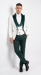 Men’s White and Hunter Green 3-Piece Wedding Tuxedo – White Dinner Jacket with Hunter Green Shawl Lapel
