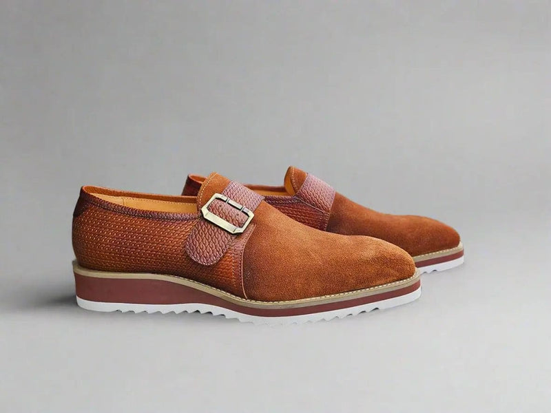 Carrucci Suede Buckle Monk Shoe