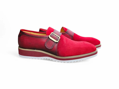 Suede Buckle Monk Strap Shoe Carrucci