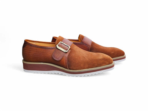 Suede Buckle Monk Strap Shoe Carrucci