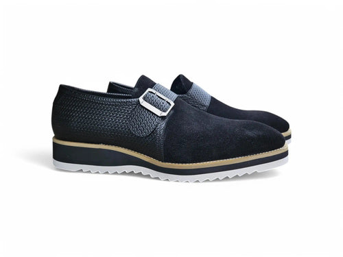 Suede Buckle Monk Strap Shoe Carrucci