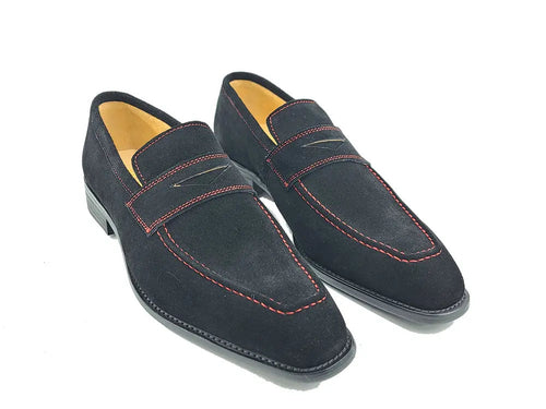 Mens Suede Contrast Stitch Penny Loafers