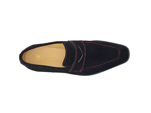Mens Suede Contrast Stitch Penny Loafers