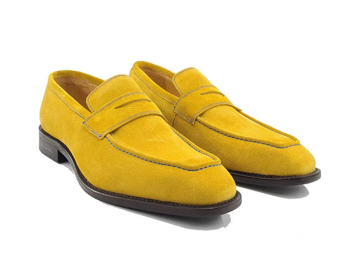 Mens Suede Contrast Stitch Penny Loafers