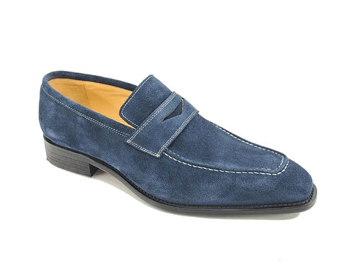 Mens Suede Contrast Stitch Penny Loafers