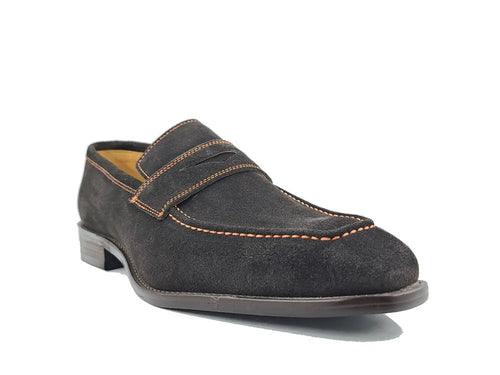 Mens Suede Contrast Stitch Penny Loafers