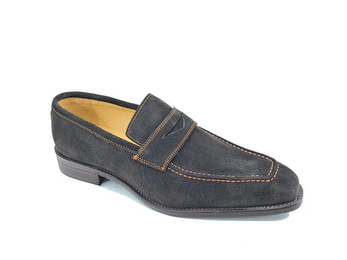 Mens Suede Contrast Stitch Penny Loafers