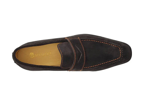 Mens Suede Contrast Stitch Penny Loafers