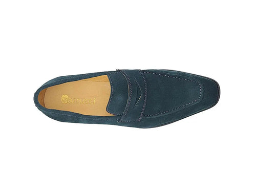 Mens Suede Contrast Stitch Penny Loafers
