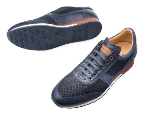Maxim Blue Calfskin and Suede Dress Sneaker by Mezlan – Made in Spain