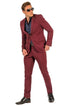 Stretch Fabric Suits - Slim Fit Suit in Color Burgundy - Giovanni Testi 2 button stretch Burgundy Travel Suit GTRVL2N-01 BURGANDY