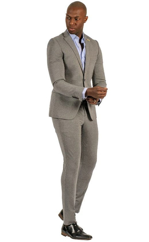 Stretch Fabric Suits - Slim Fit Suit in Color LGrey - Giovanni Testi 2 button stretch L.Grey Travel Suit GTRVL2N-01 L.GREY