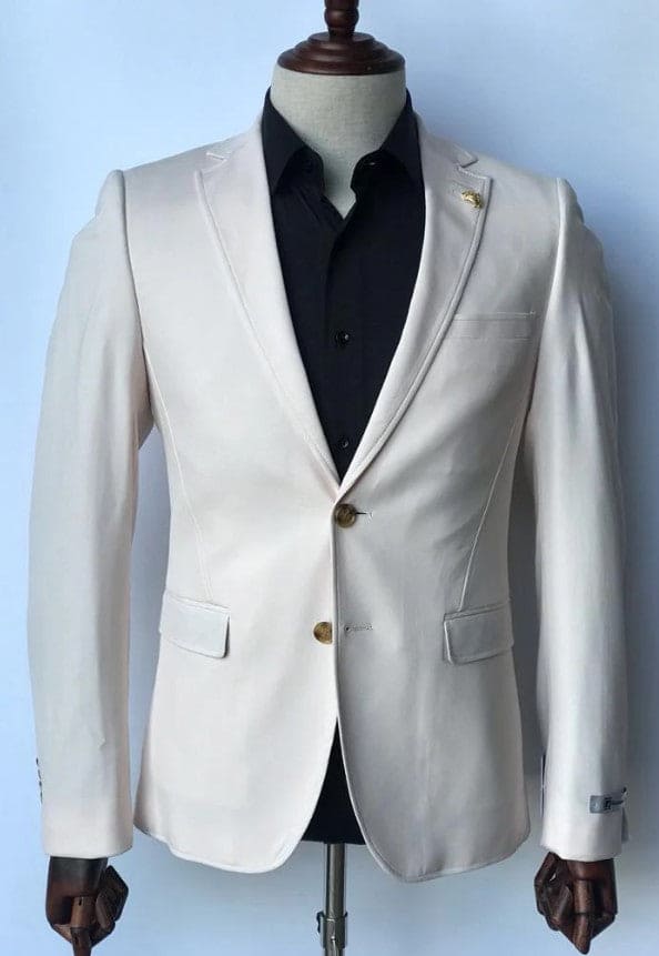 Stretch Fabric Suits - Slim Fit Suit in Color Sea Shell - Giovanni Tes ...