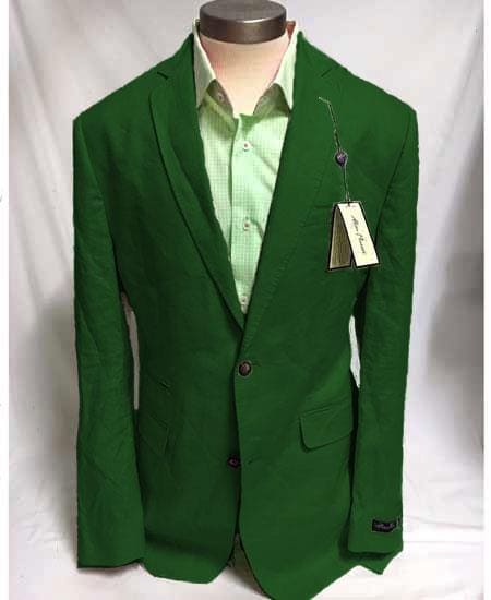 Mens Green Color Linen Summer Blazer