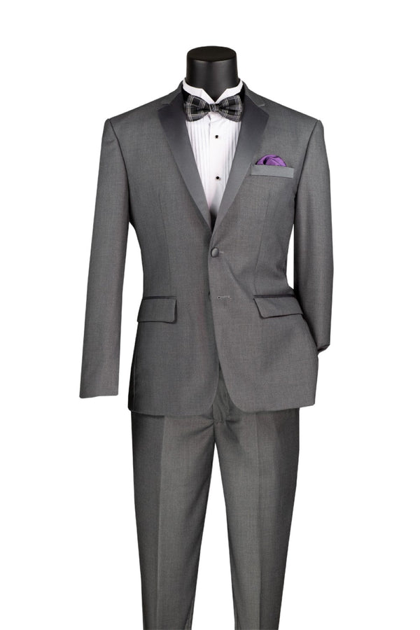 Excalibur Collection - Slim Fit Tuxedo 2 Piece 2 Buttons Design in Gray