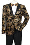 Velvet Floral Paisley Men's Tuxedo Jacket - Modern Fit In Gold & Black