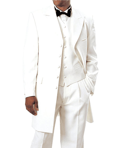 Mens Pimp Suit -Gangster Suit - Mobster Suit - Mafia Suit For Mens Long Tuxedo Zoot Suit in Ivory