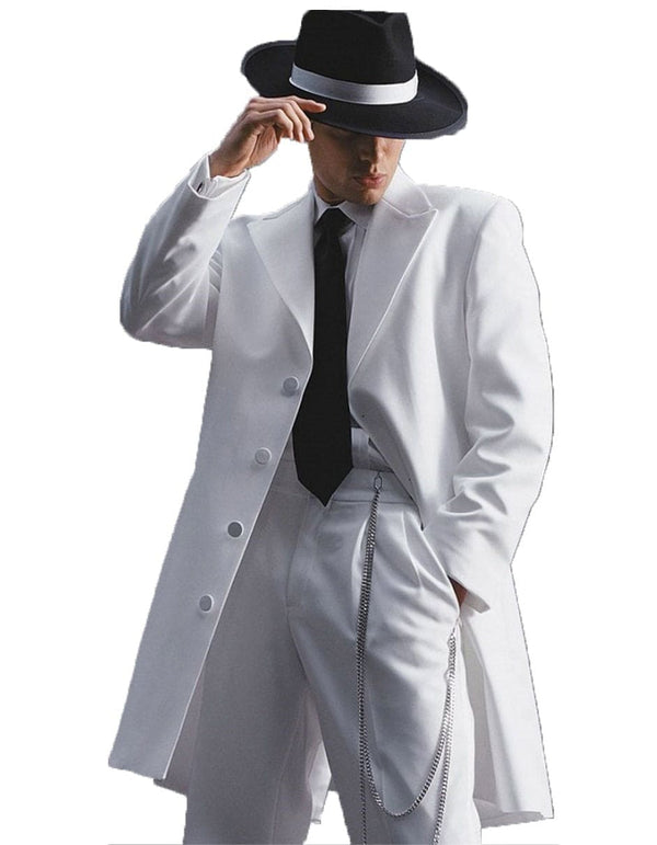 Gangster Suit - Mobster Suit - Mafia Suit For Mens Long Tuxedo Zoot White Suit