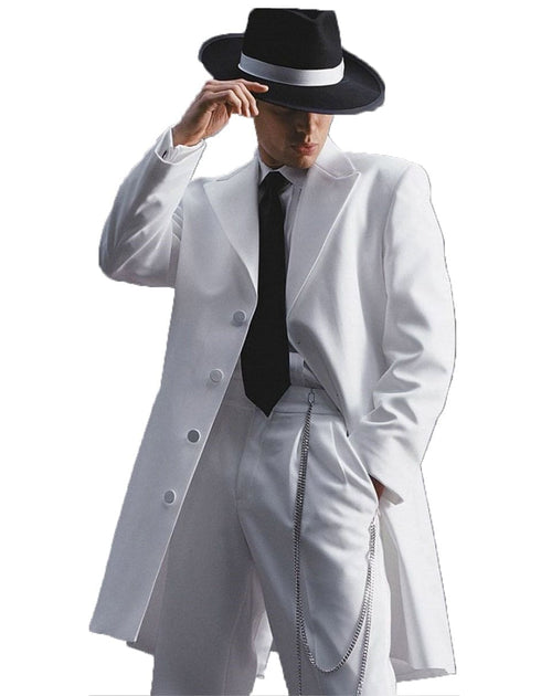 Gangster Suit - Mobster Suit - Mafia Suit For Mens Long Tuxedo Striped  Zoot Suit in White