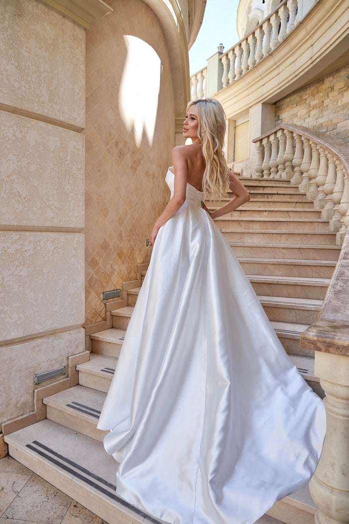 Tina Holly TA611W Wedding Ball Strapless Flowy Minimal Mikado Dress