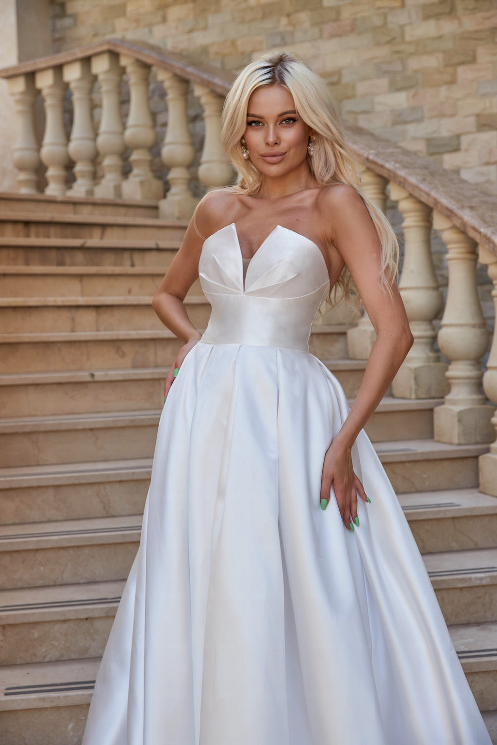 Tina Holly TA611W Wedding Ball Strapless Flowy Minimal Mikado Dress