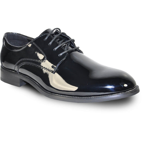 Mens Black Shiny Dress Shoe - Black Patent Classic Lace Up