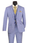 Plaid Suit - Windowpane Suit - Checkered Suit - Mens Vested Sky Blue Suit