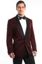 "Burgundy Satin Birdseye Men's Slim Fit Shawl Tuxedo"