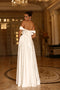 Tina Holly TE207W Wedding A-Line Off-Shoulder Pleated Pockets Satin Dress