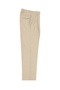 Tiglio Luxe tan wool wide-leg dress pants. Relaxed fit, straight silhouette. Smooth, lightweight fabric. Flat waistband, front pleats, and a single back pocket with a flap.
