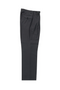 Tiglio Luxe gray wool wide-leg dress pants. High-waisted, straight, wide silhouette. Solid gray, smooth texture. Features back pockets with button closures and front pleats. Tailored, refined construction.
