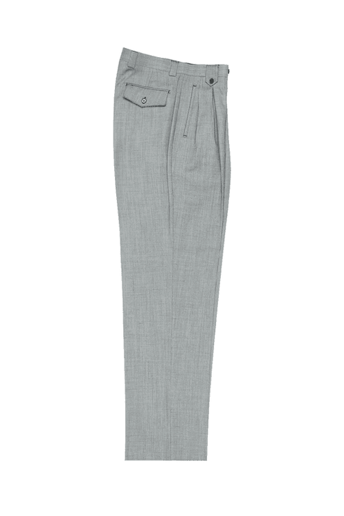 Tiglio Luxe Light Gray Birdseye Wide Leg, Pure Wool Dress Pants 2576 TIG1018