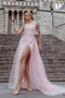 Tina Holly TK118 Prom Strapless High Slit Evening Tulle Lace Dress