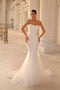 Tina Holly TK807 Prom Strapless Beaded Train Flowy Evening Lace Mesh Dress