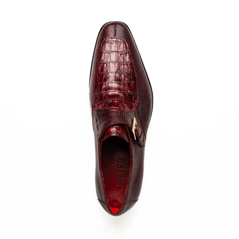 Marco Di Milano Toluca Wine / Burgundy Monk Strap Lizard & Crocodile Shoes