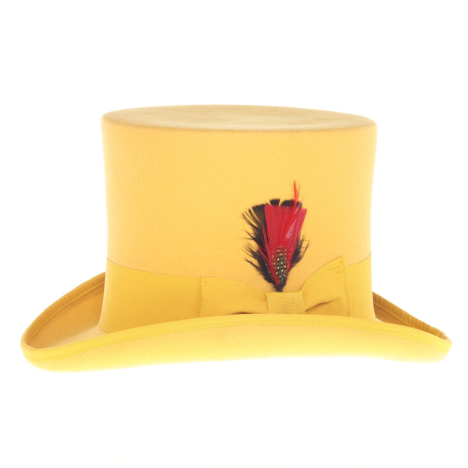Men's Tall 100% Wool Dress Top Hat in Mustard Gold