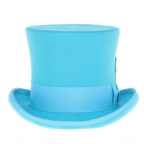 Men's Tall 100% Wool Dress Top Hat in Turquoise