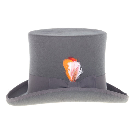 Men's Tall 100% Wool Dress Top Hat in Charcoal Grey