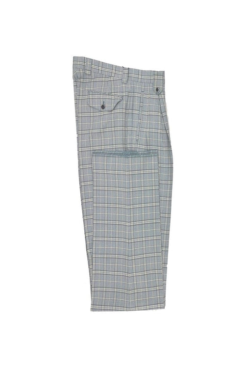 Tiglio Luxe Light Blue Houndstooth with White Windowpane Wide Leg Wool Dress Pant 2576 CT552161