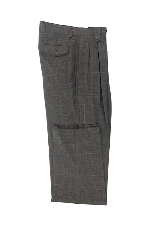 Tiglio Luxe Brown Windowpane Wide Leg Wool Dress Pant 2576 TLS20060/1