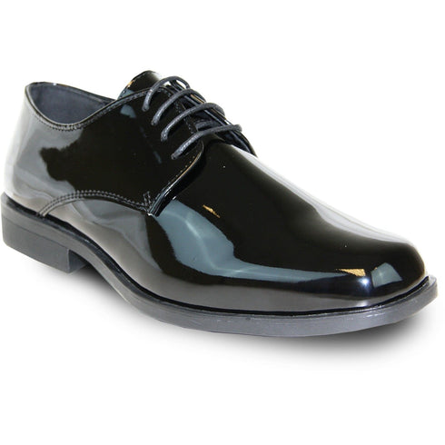 Mens Black Shiny Dress Shoe - Durable Rubber Outsole