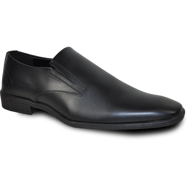 Bravo Mens Plain Pointy Square Toe Dress Loafer in Black - Men's Dress Shoes