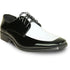 Mens Classic Moc Toe Shiny Patent Tuxedo Prom Shoe In Black & White