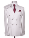 Mens Designer Modern Fit Double Breasted Suit with Gold Buttons in White