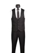 Slim Fit Tuxedo 3 Piece with Jacquard Pattern in Black