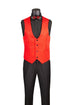 Slim Fit Tuxedo 3 Piece with Jacquard Pattern in Red