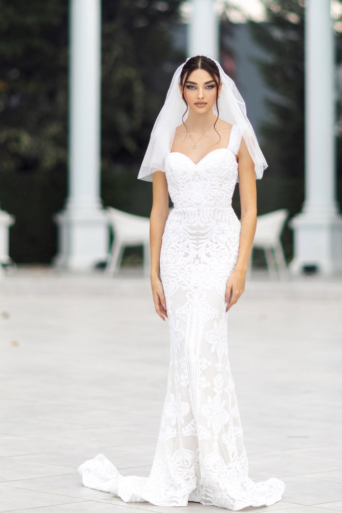 Tina Holly TW103 Wedding Mermaid Spaghetti Strap Flowy Evening Sequin Dress
