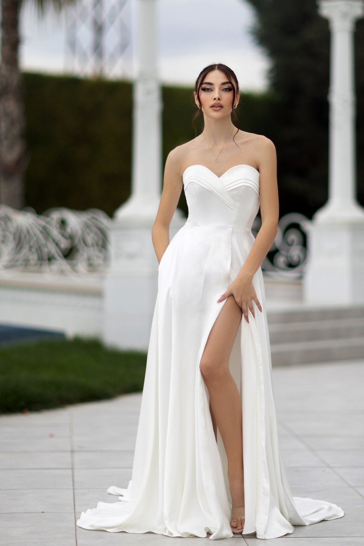 Tina Holly TW105 Wedding Ball A-Line Strapless Sweetheart Satin Dress