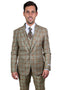 "Mens Stacy Adams Suit - Stacy Adams Suit Men's Vested Suit - Tan & Gold Windowpane Plaid, One Button Peak Lapel"
