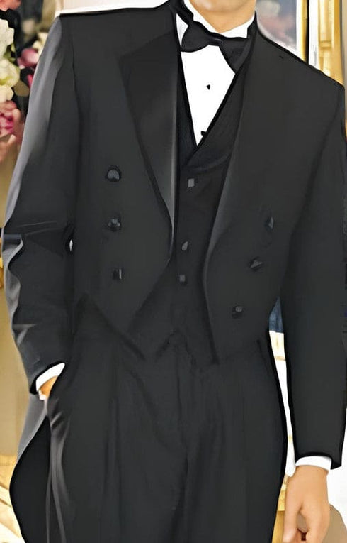 Tailcoat Tuxedo - Formal Tailcoat with Pants and Vest Black Color For Men